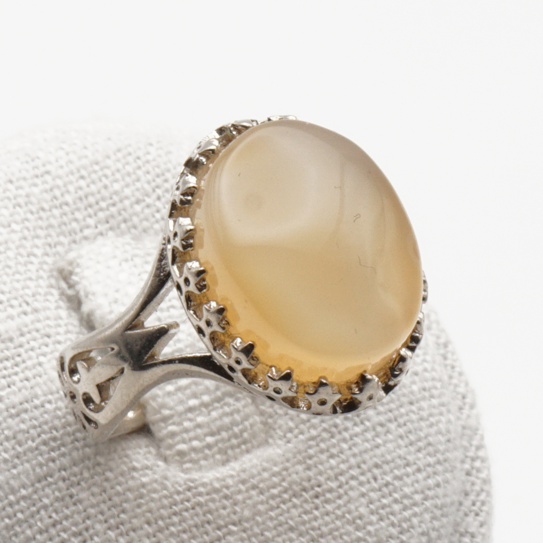 925 Silber Herrenring mit echtem Jemen Achat - Aqeeq Yamani