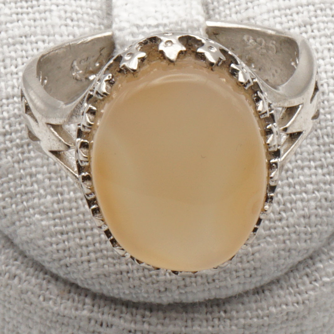 925 Silber Herrenring mit echtem Jemen Achat - Aqeeq Yamani