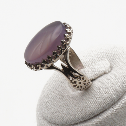 925 Silber Herrenring mit echtem Jemen Achat - Aqeeq Yamani