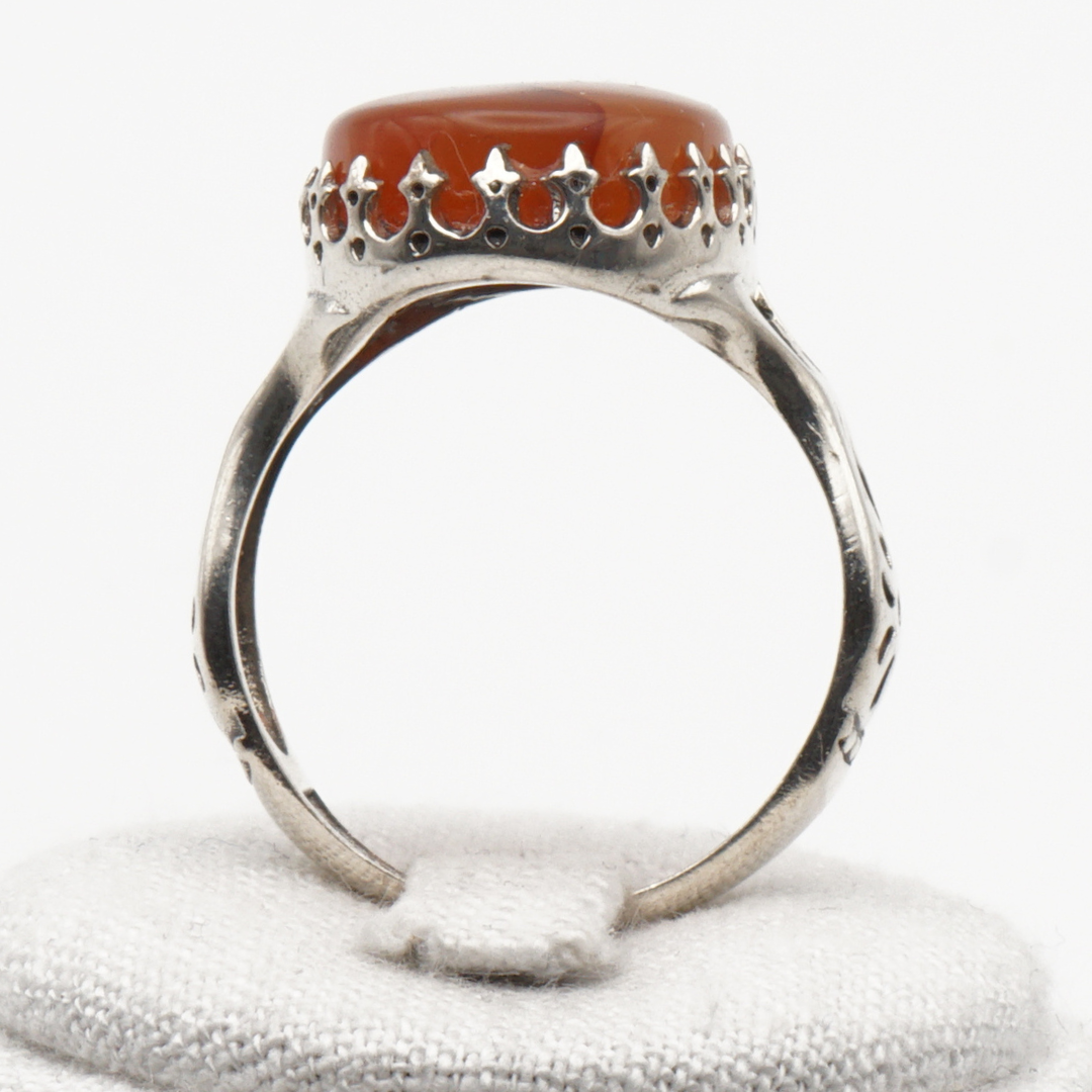 925 Silber Herrenring mit echtem Jemen Achat - Aqeeq Yamani