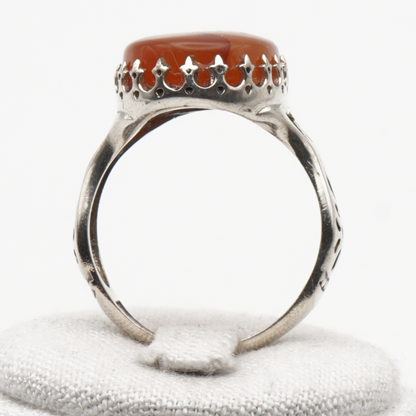925 Silber Herrenring mit echtem Jemen Achat - Aqeeq Yamani