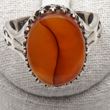 925 Silber Herrenring mit echtem Jemen Achat - Aqeeq Yamani