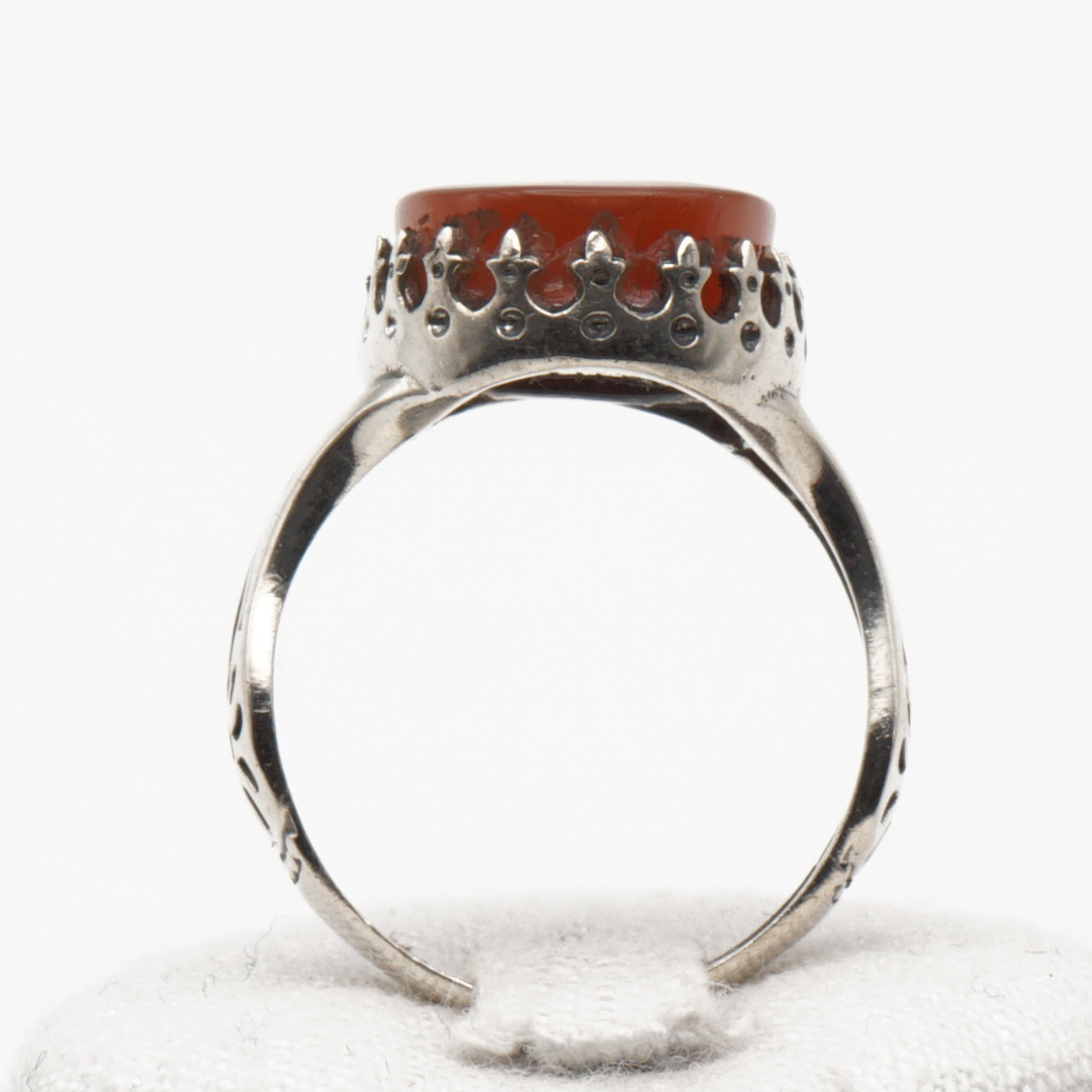925 Silber Herrenring mit echtem Jemen Achat - Aqeeq Yamani