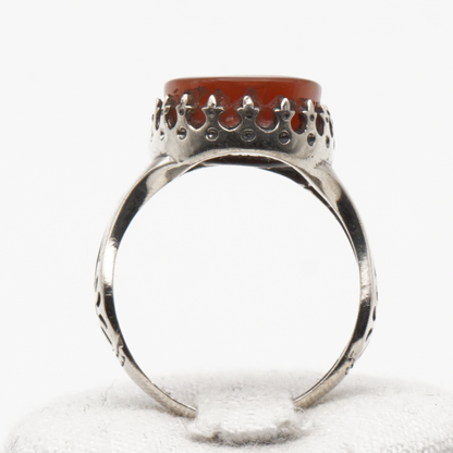 925 Silber Herrenring mit echtem Jemen Achat - Aqeeq Yamani