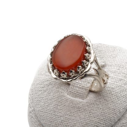 925 Silber Herrenring mit echtem Jemen Achat - Aqeeq Yamani