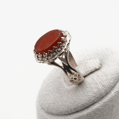 925 Silber Herrenring mit echtem Jemen Achat - Aqeeq Yamani