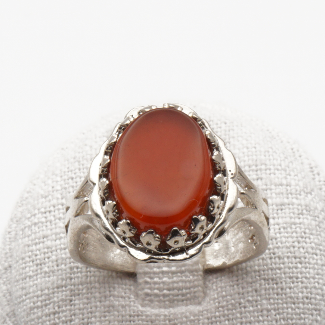 925 Silber Herrenring mit echtem Jemen Achat - Aqeeq Yamani