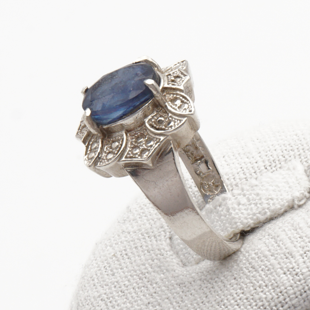 925 Damen Ring mit echtem Saphir - Handarbeit