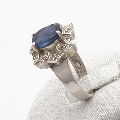 925 Damen Ring mit echtem Saphir - Handarbeit