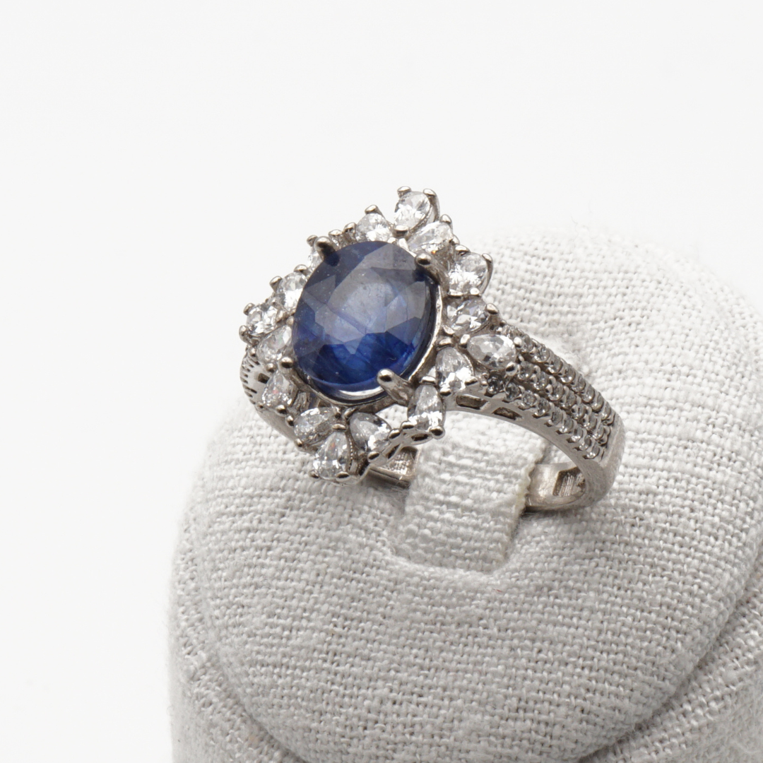 925 Damen Ring mit echtem Saphir