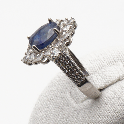 925 Damen Ring mit echtem Saphir