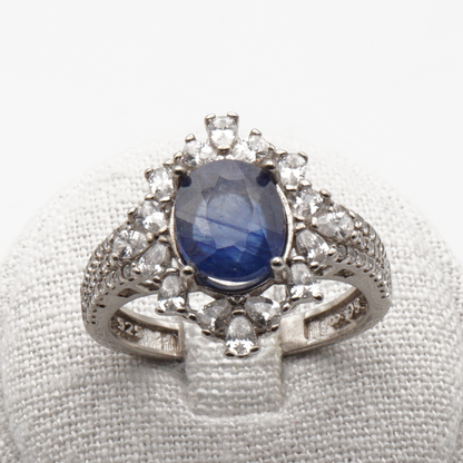 925 Damen Ring mit echtem Saphir