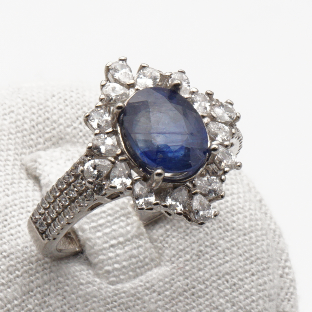 925 Damen Ring mit echtem Saphir