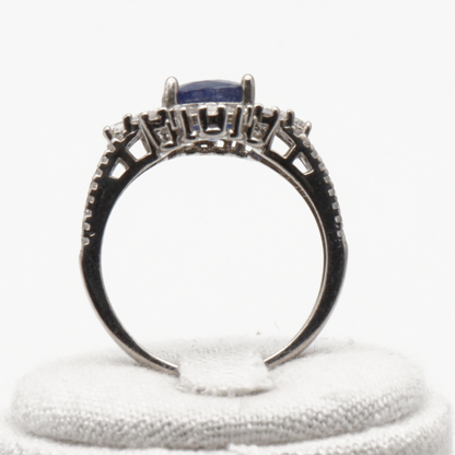 925 Damen Ring mit echtem Saphir