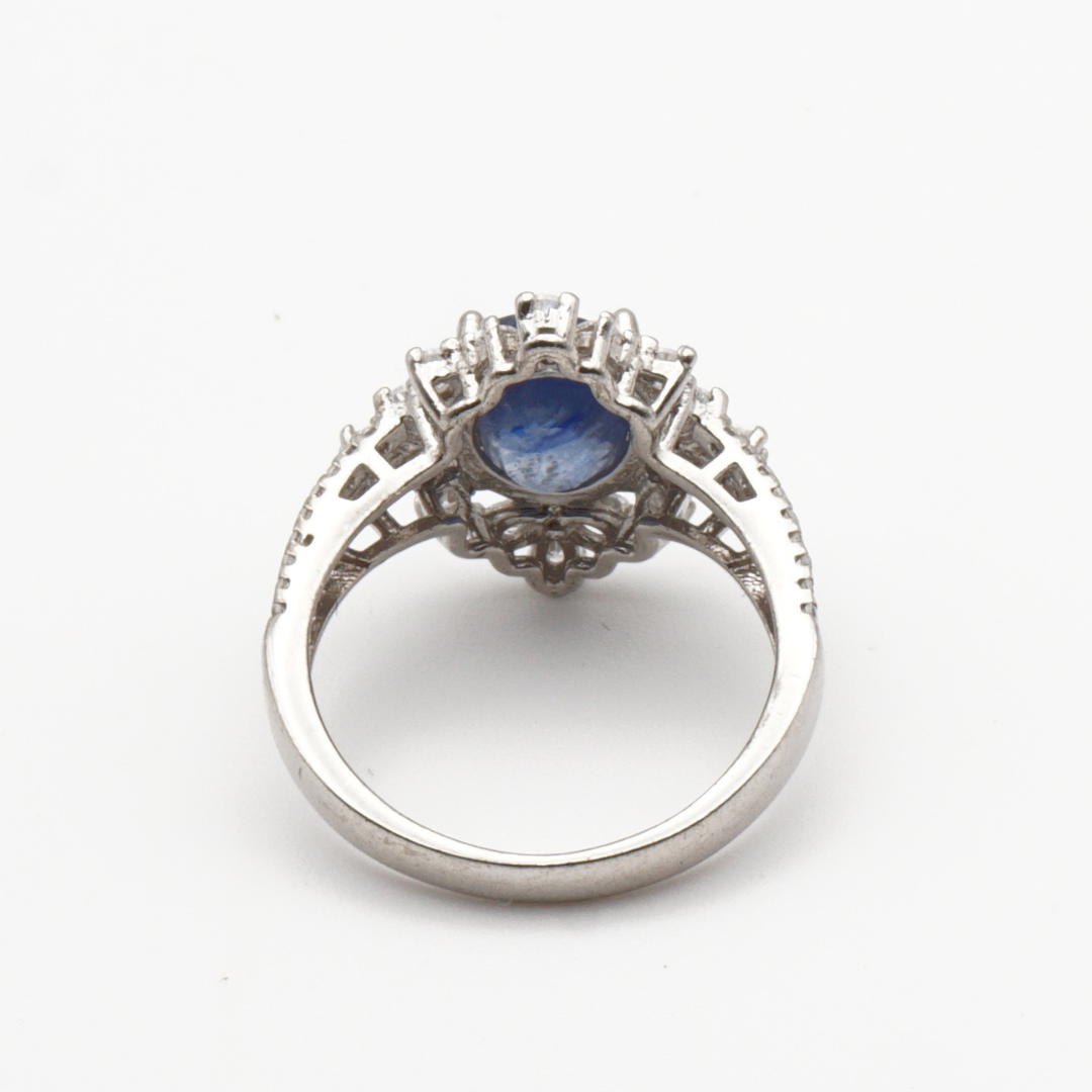 925 Damen Ring mit echtem Saphir