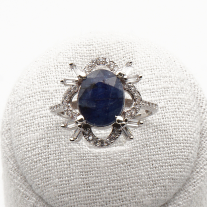 925 Damen Ring mit echtem Saphir