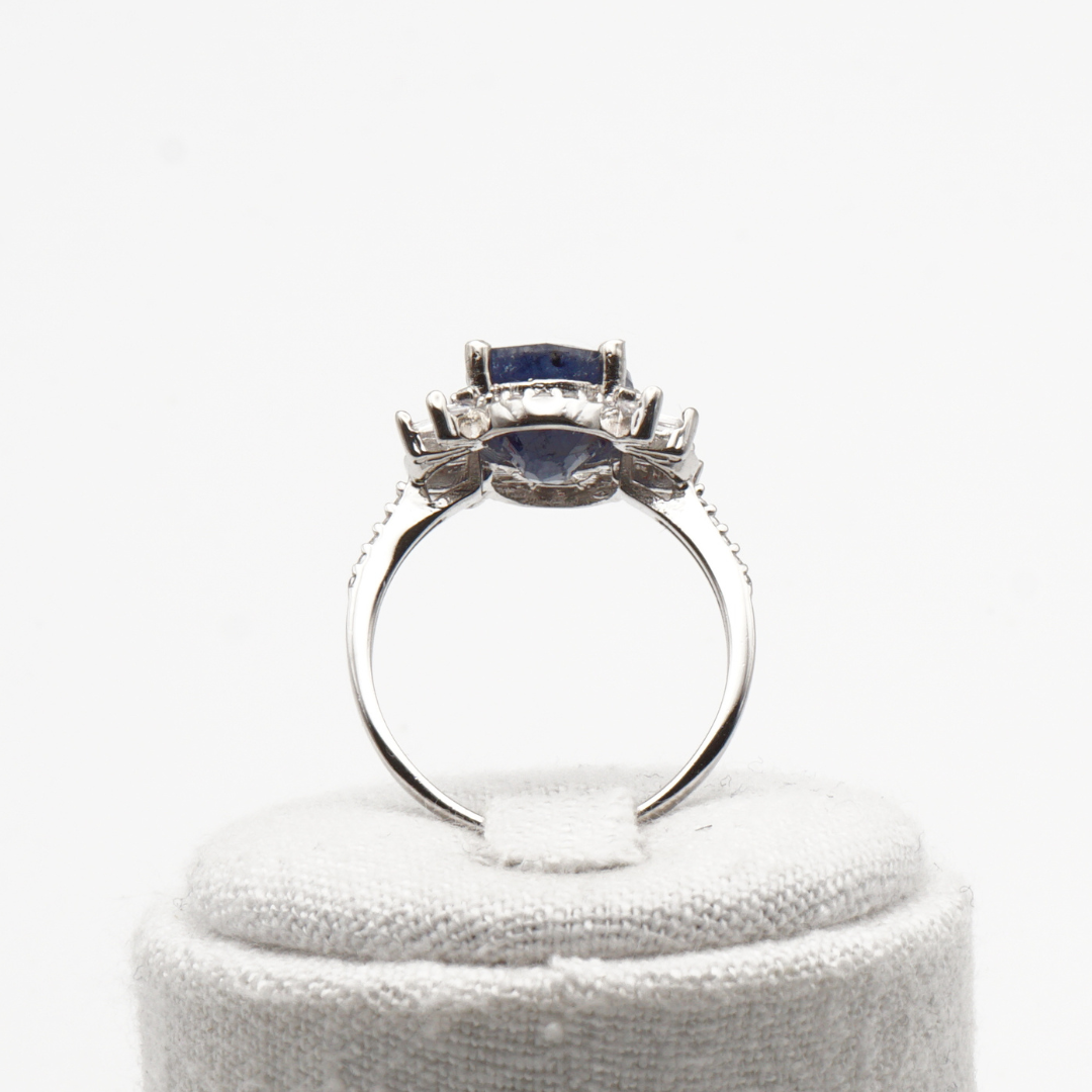 925 Damen Ring mit echtem Saphir