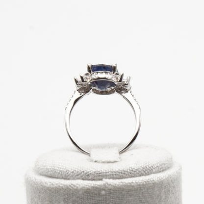 925 Damen Ring mit echtem Saphir