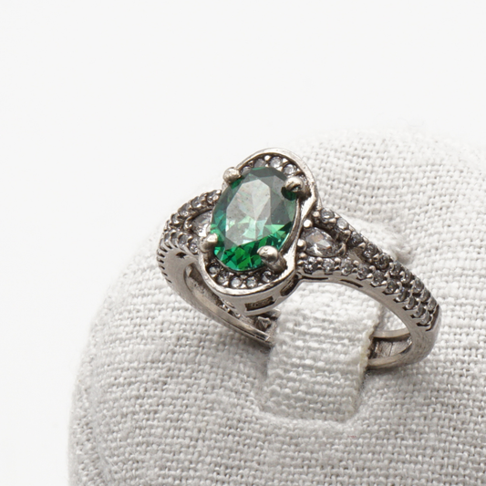 925 Damen Ring mit echtem Smaragd