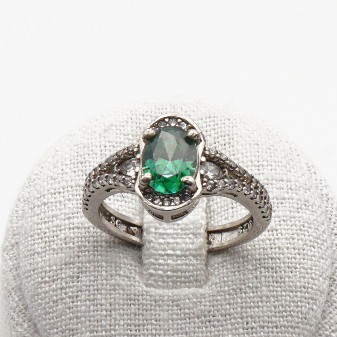 925 Damen Ring mit echtem Smaragd
