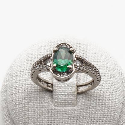 925 Damen Ring mit echtem Smaragd