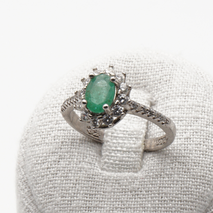 925 Damen Ring mit echtem Smaragd