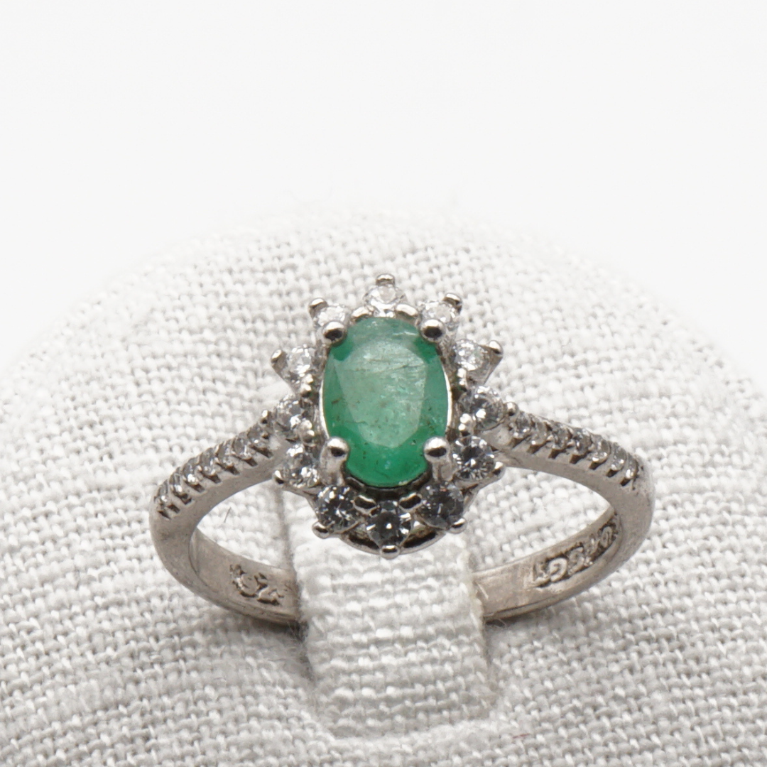 925 Damen Ring mit echtem Smaragd