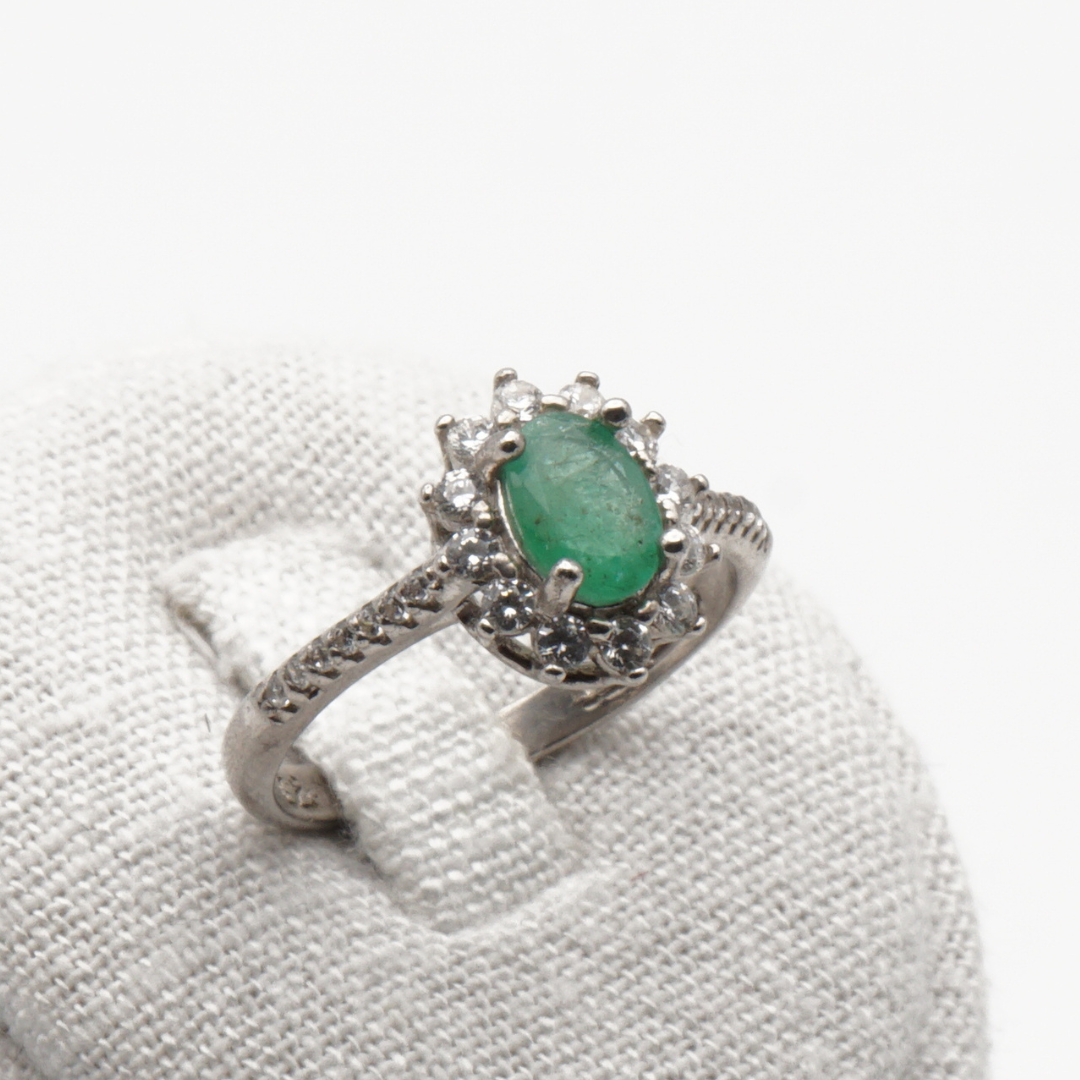 925 Damen Ring mit echtem Smaragd