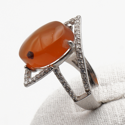 925 Silber Damen Ring mit Jemen - Achat - Aqeeq Yamani