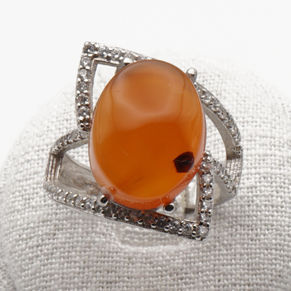 925 Silber Damen Ring mit Jemen - Achat - Aqeeq Yamani