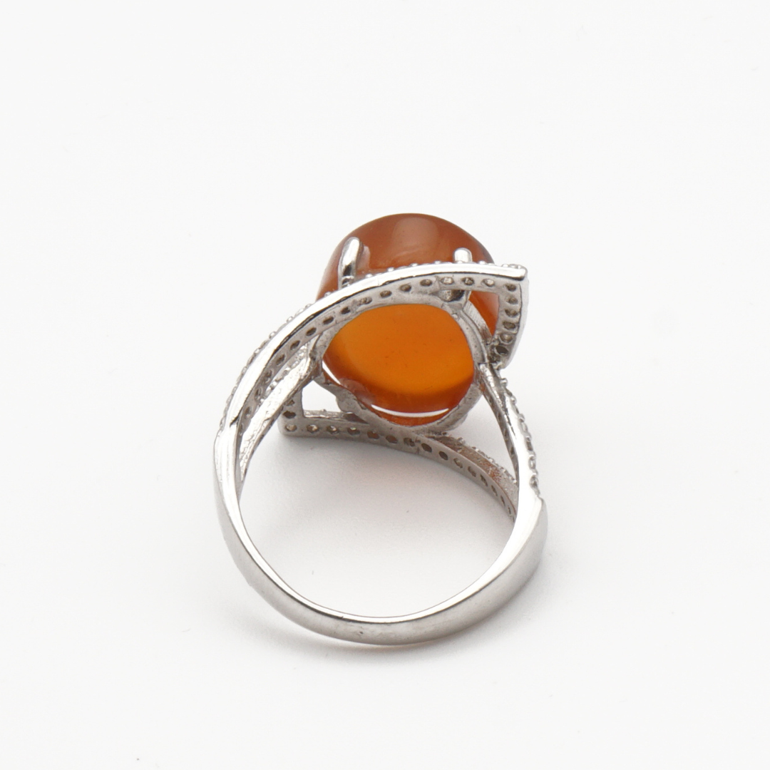 925 Silber Damen Ring mit Jemen - Achat - Aqeeq Yamani