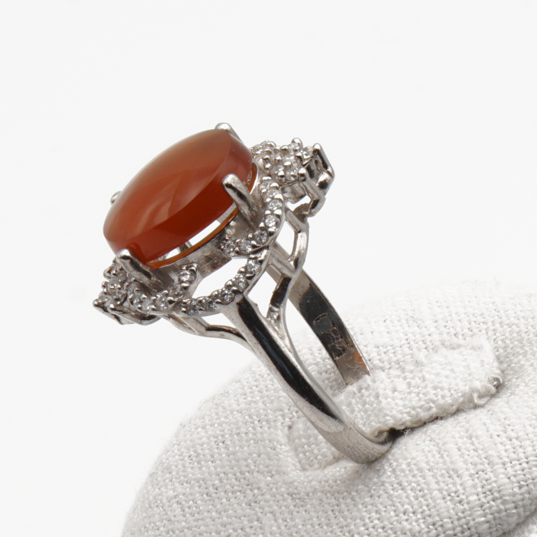 925 Silber Damen Ring mit Jemen - Achat - Aqeeq Yamani