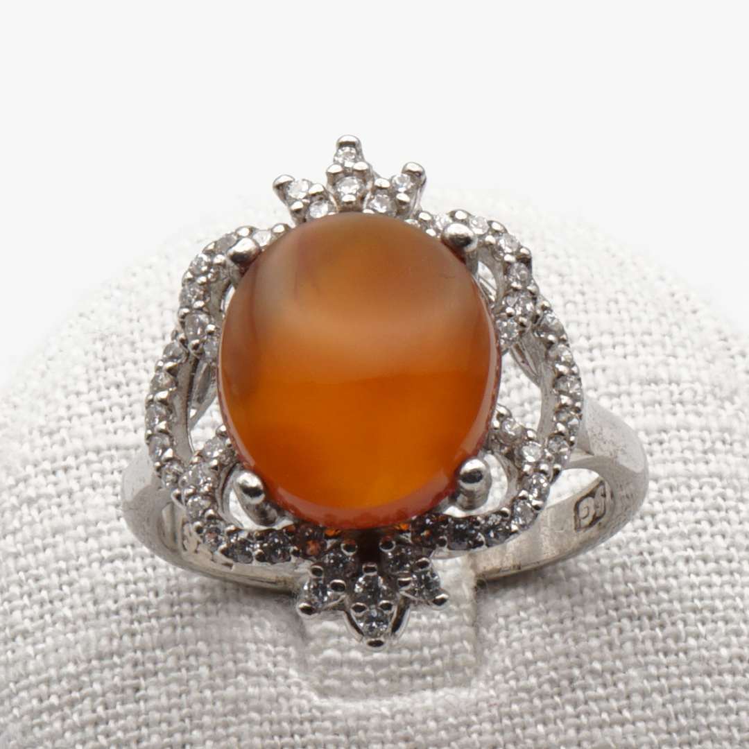 925 Silber Damen Ring mit Jemen - Achat - Aqeeq Yamani