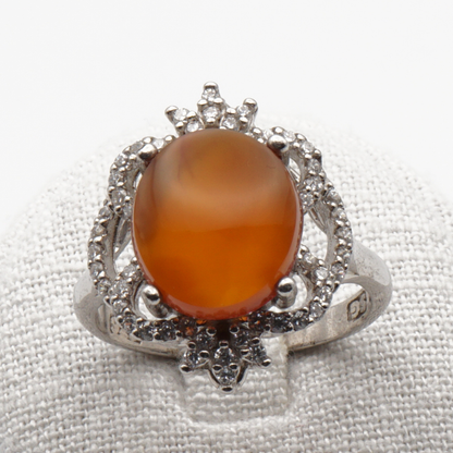 925 Silber Damen Ring mit Jemen - Achat - Aqeeq Yamani