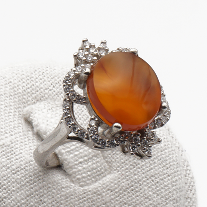 925 Silber Damen Ring mit Jemen - Achat - Aqeeq Yamani