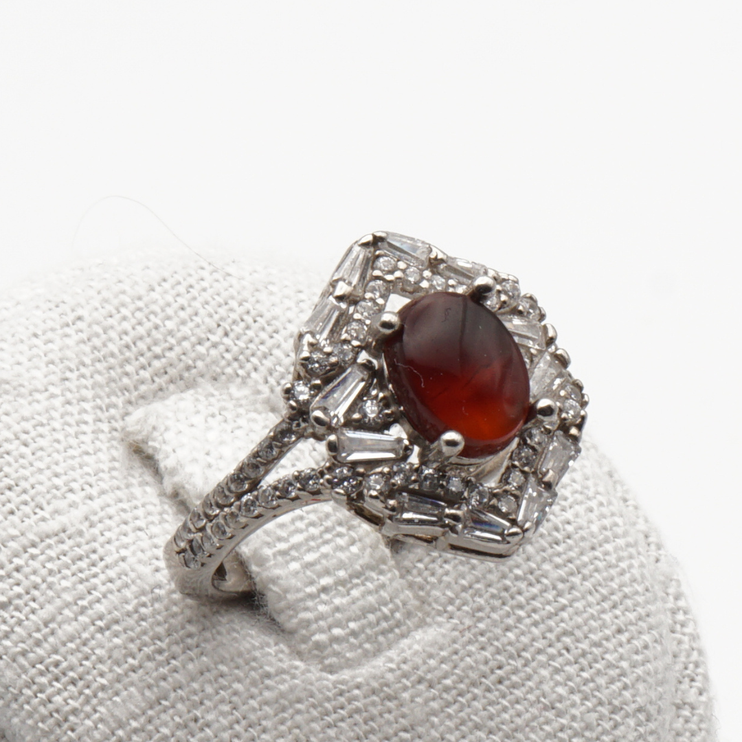 925 Silber Damen Ring mit Jemen - Achat - Aqeeq Yamani