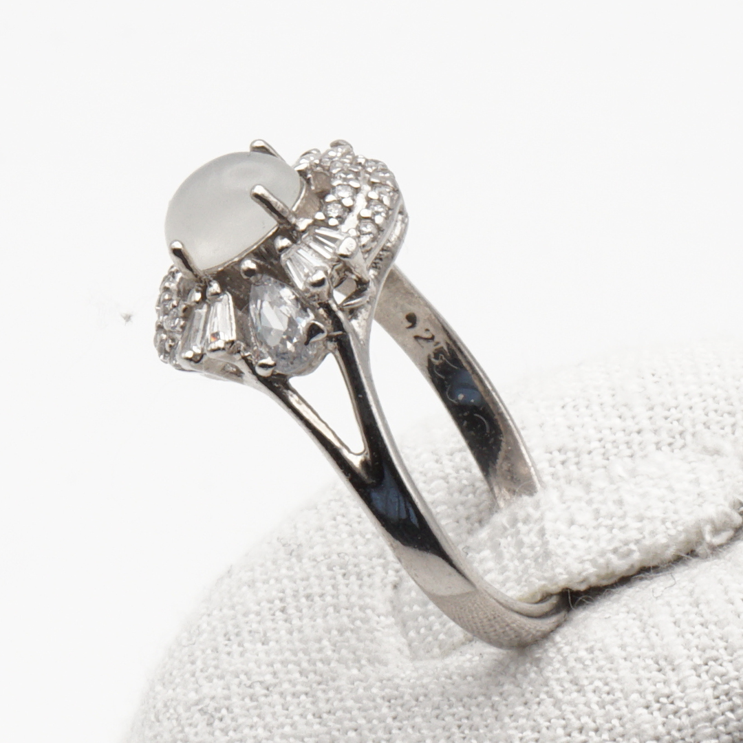 925 Silber Damen Ring mit echtem Mondstein
