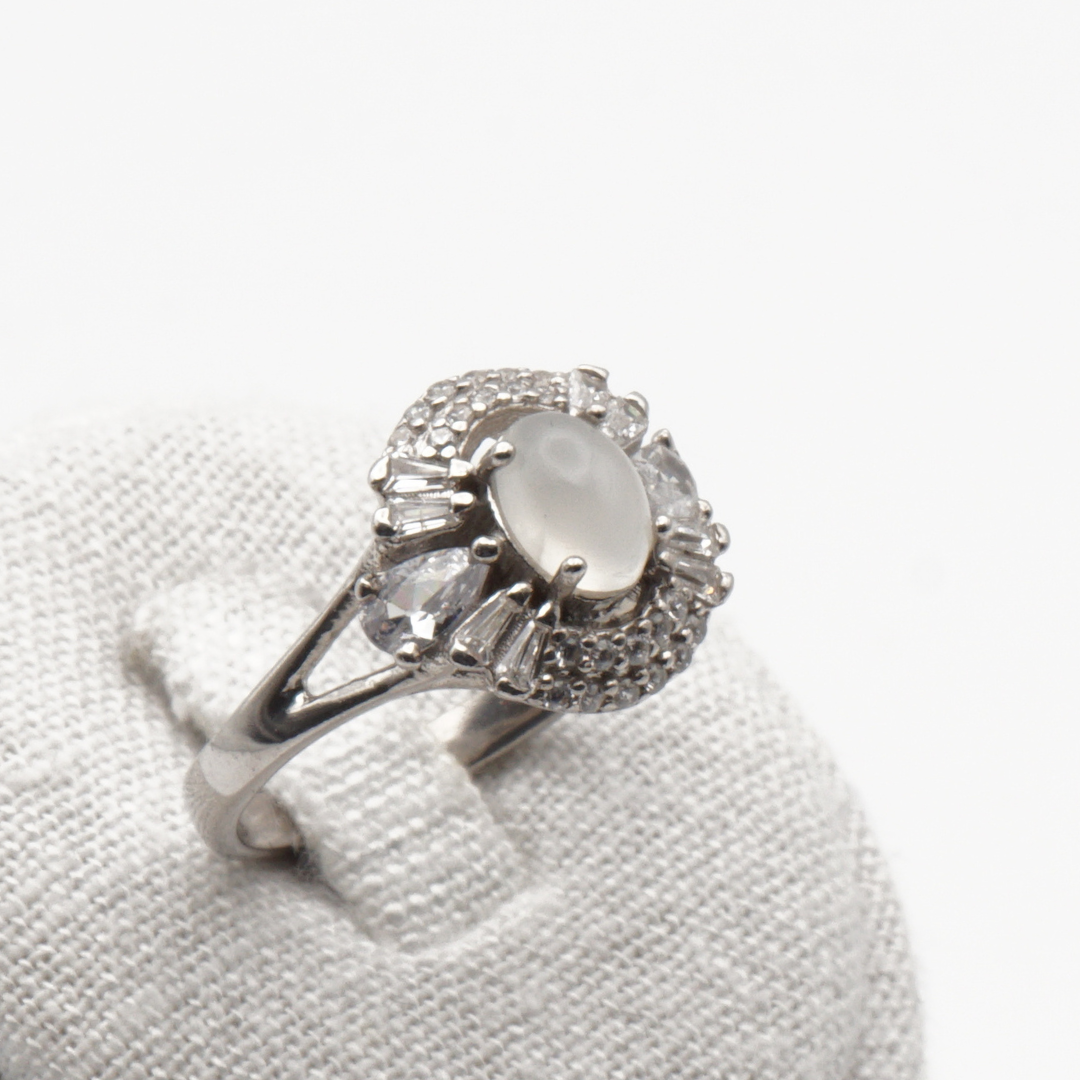 925 Silber Damen Ring mit echtem Mondstein
