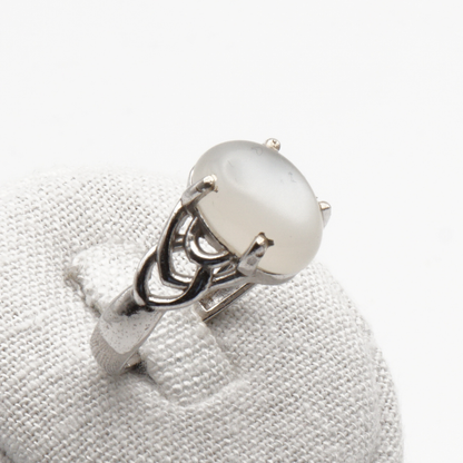 925 Silber Damen Ring mit echtem Katzenauge