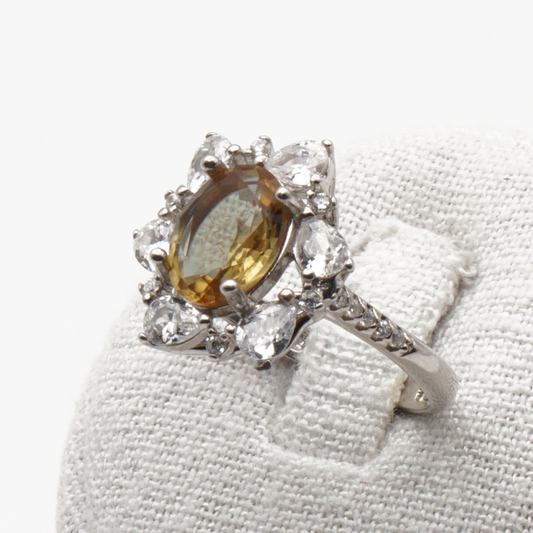 925 Silber Damen Ring mit echtem Citrin