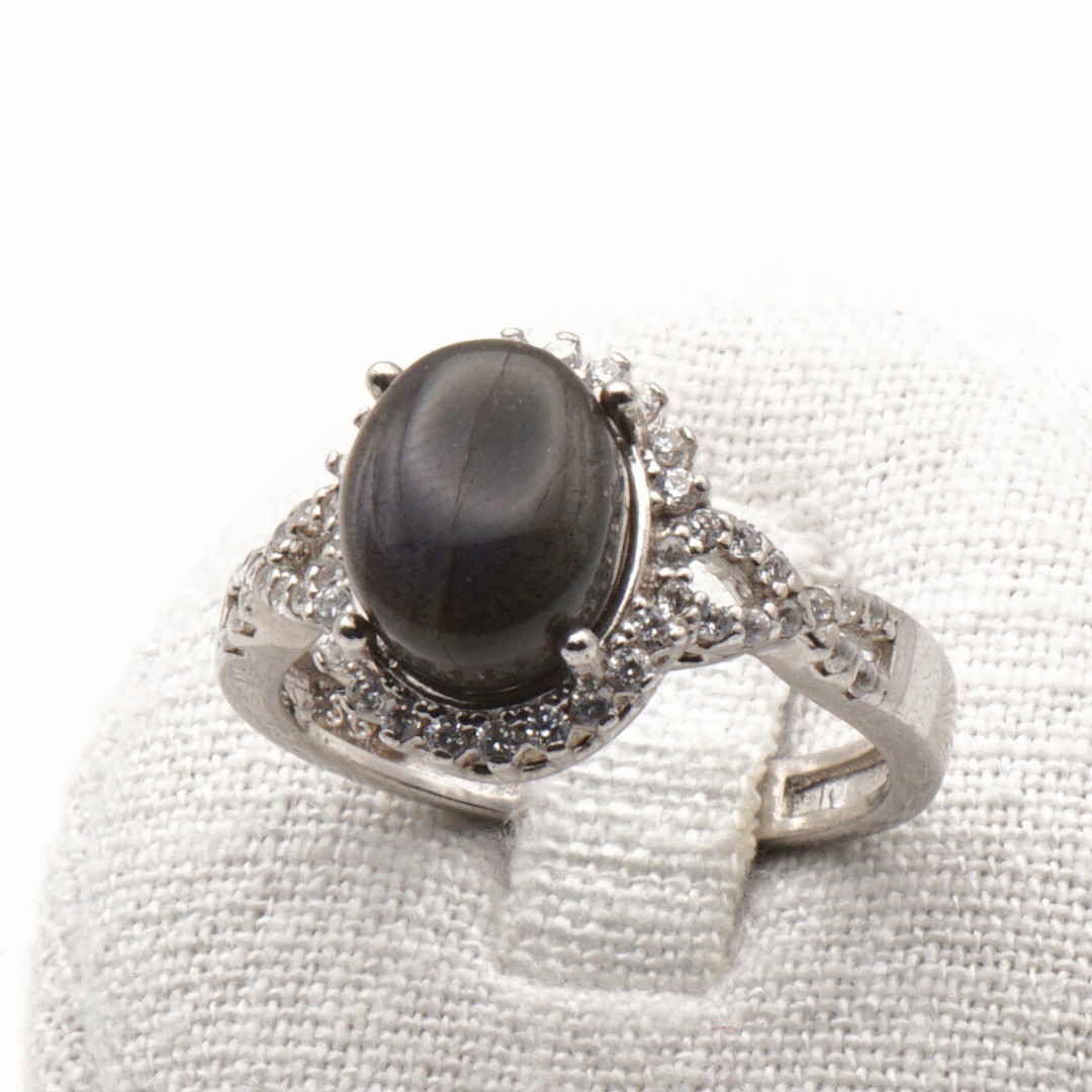 925 Silber Damen Ring mit schwarzem Labradorit