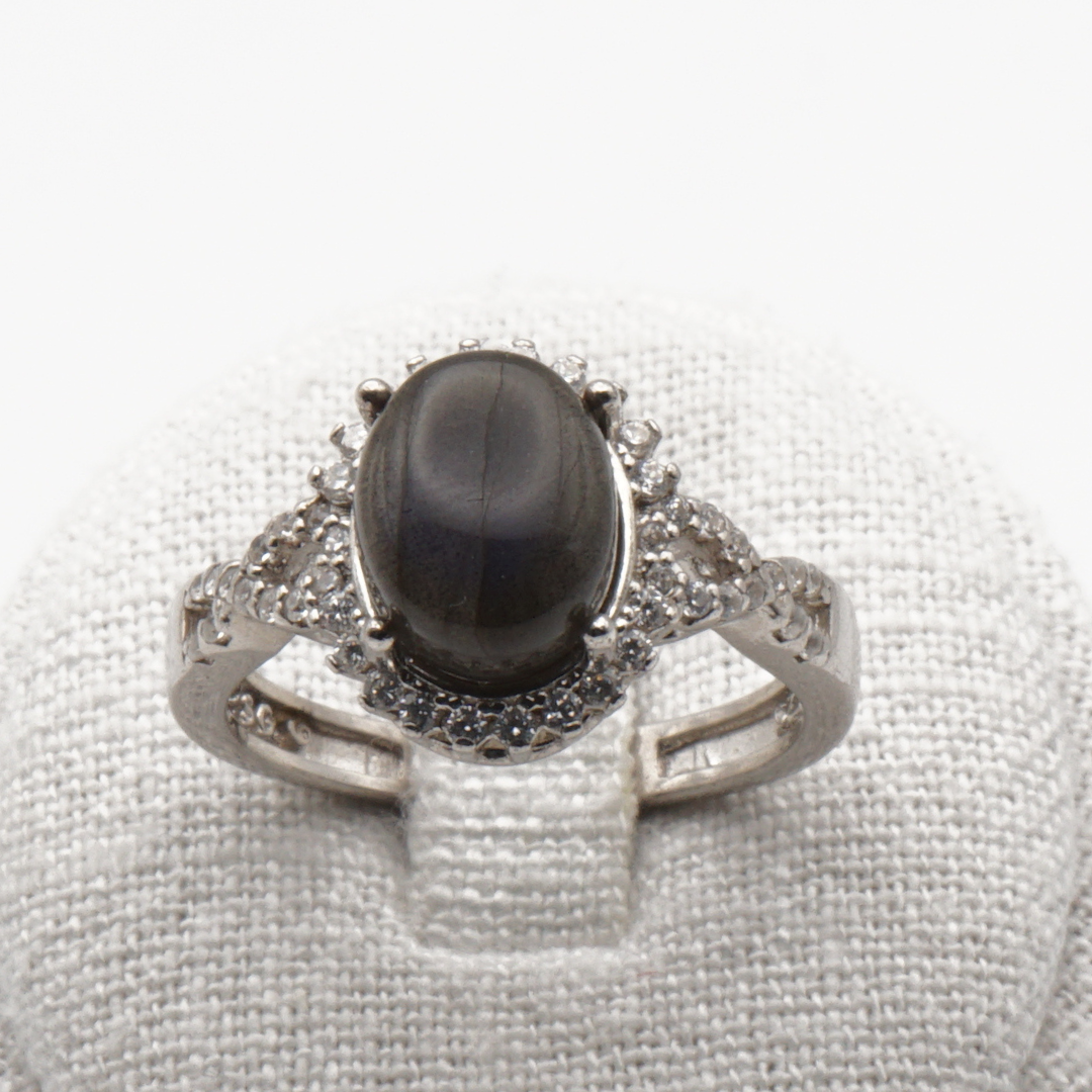 925 Silber Damen Ring mit schwarzem Labradorit