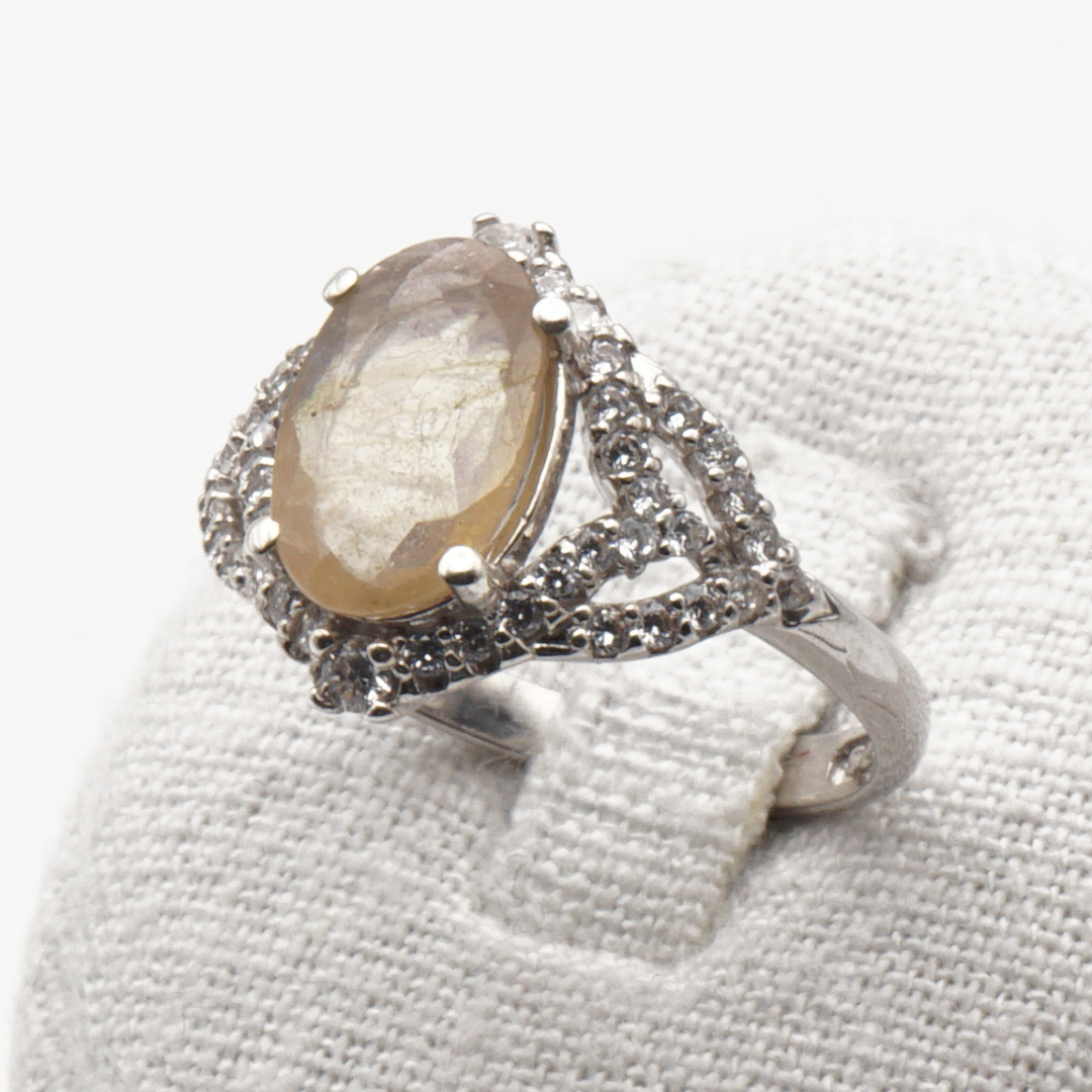 925 Silber Damen Ring mit echtem Citrin