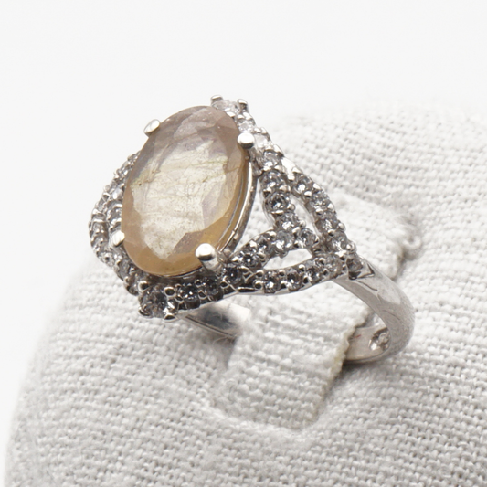 925 Silber Damen Ring mit echtem Citrin