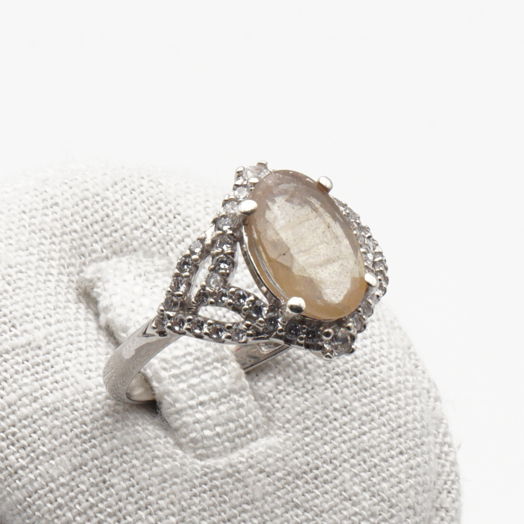 925 Silber Damen Ring mit echtem Citrin