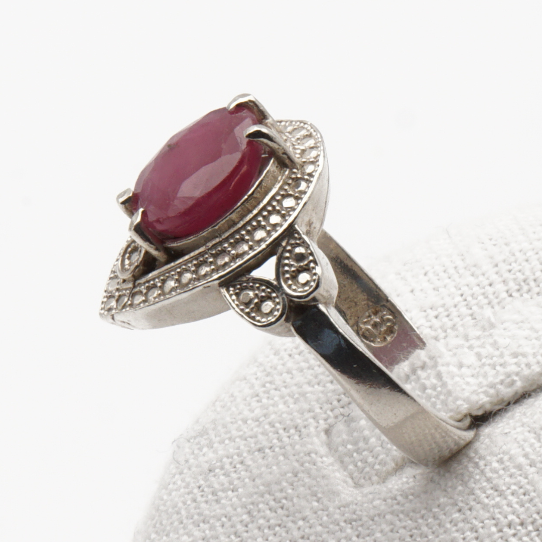 925 Silber Damen Ring mit echtem Rubin - Yaqoot Handarbeit