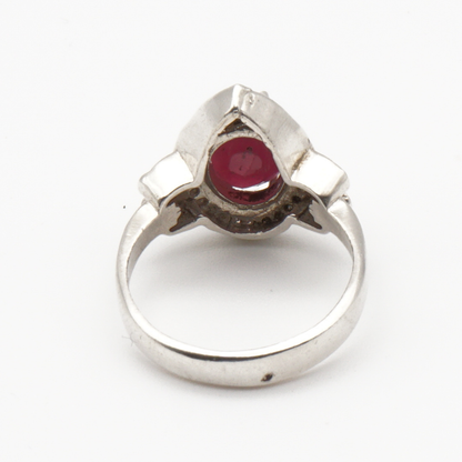 925 Silber Damen Ring mit echtem Rubin - Yaqoot Handarbeit