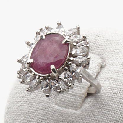 925 Silber Damen Ring mit echtem Rubin - Yaqoot