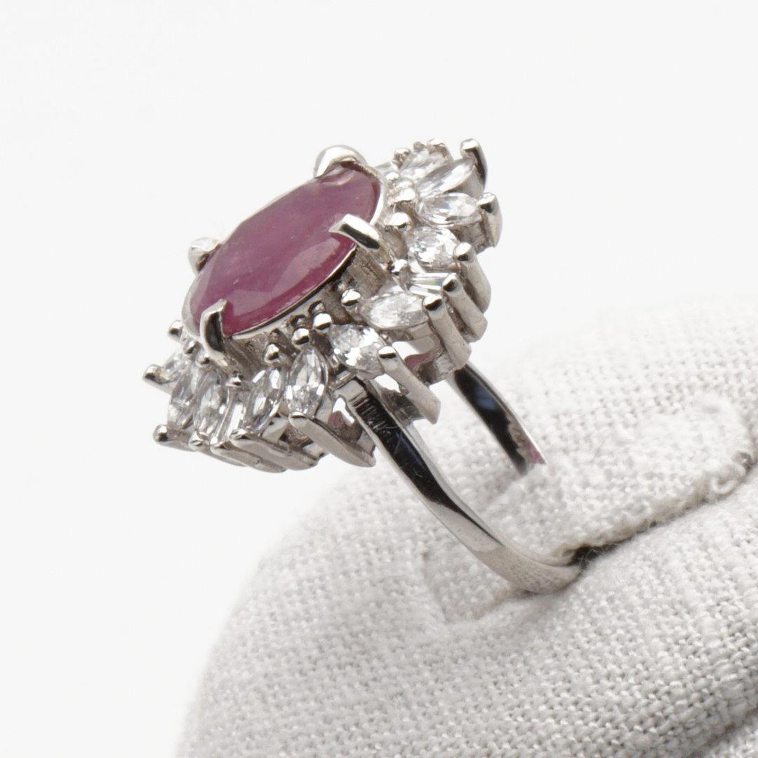 925 Silber Damen Ring mit echtem Rubin - Yaqoot
