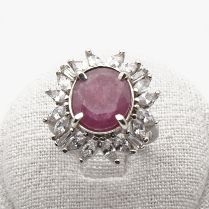 925 Silber Damen Ring mit echtem Rubin - Yaqoot